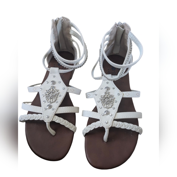 Jellypop Shoes - Jellypop White Studded Gladiator Sandal Size 5.5
